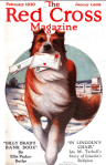 Red Cross magazine cover, February 1920, dog carrying Valentines.