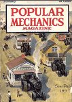 February 1920 Popular Mechanics cover, vehicles transporting houses and stores.