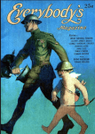 Everybody's magazine cover, March 1920, soldier with cupid in helmet.