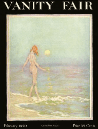 Warren Davis March 1920 Vanity Fair cover, naked woman walking into the ocean.