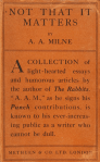 Cover of Not That It Matters, by A.A. Milne, 1919.
