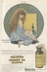Shampoo ad showing woman with long red hair, Ladies' Home Journal, April 1920.