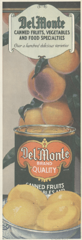 Del Monte canned peaches ad, Ladies' Home Journal, 1920.