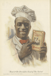 Cream of Wheat ad, chef pointing at box of cream of wheat, Ladies' Home Journal, 1920.