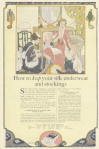 Hosiery ad, maid helping woman put on stocking, Ladies' Home Journal, 1920.