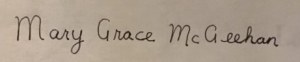 Signature "Mary Grace McGeehan" in library hand.
