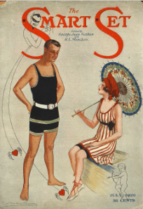 Cover, Smart Set, July 1920, man and woman in bathing suits.