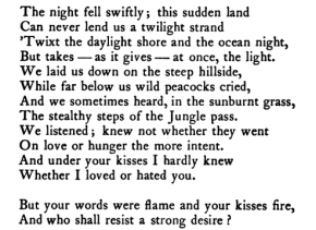 Passage from "India's Love Lyrics" by Laurence Hope.