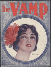 Sheet music for The Vamp, 1919, woman with flower in hair.