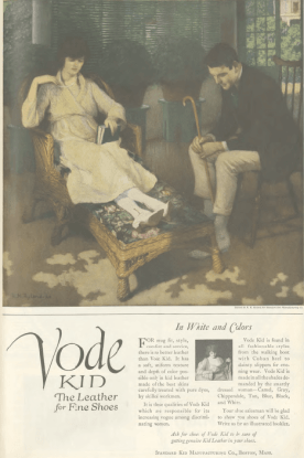 Vode Kid shoe ad, couple resting in living room, Ladies' Home Journal, 1920.