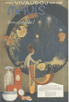 Vivaudou Maus fragrance ad, Ladies' Home Journal, 1920, woman looking at lanterns and fireworks.