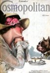 Cosmopolitan cover, September 1920, Harrison Fisher, woman drinking tea with dog.