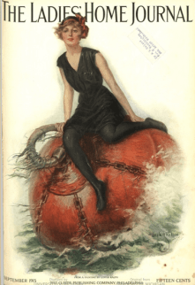 Ladies' Home Journal cover, September 1915, Lester Ralph, woman sitting on naval mine.