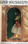 Good Housekeeping cover, Jesse Wilcox Smith, September 1920, little girls hugging in doorway.