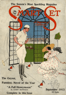 Smart Set cover, September 1915, John Held Jr., man in polo clothes with woman.