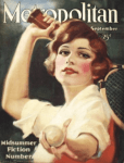 Metropolitan cover, September 1920, Edna Crompton, woman serving at tennis.