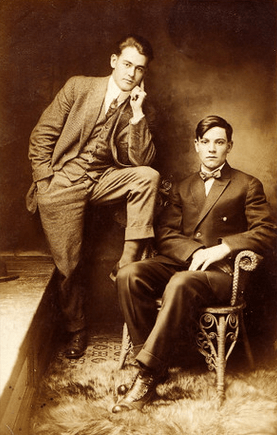 Vintage photo, young male couple.