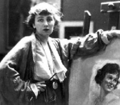 Neysa McMein at easel, 1918.