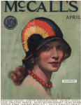 McCall's cover, April 1924, Neysa McMein, woman wearing colorful hat.