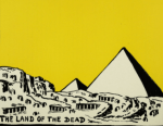 Ancient Man by Hendrik Willem Van Loon, 1920, pyramids on yellow background.
