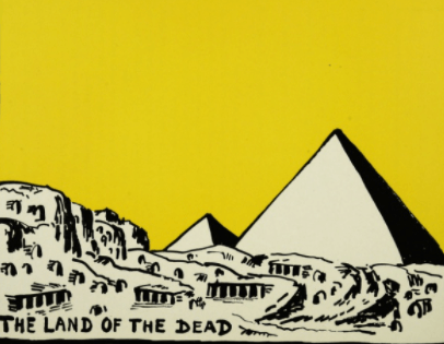 Ancient Man by Hendrik Willem Van Loon, 1920, pyramids on yellow background.