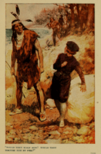 Argonauts of Faith illustration, white boy cowering from Indian.