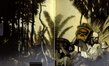 Lining papers from Westward Ho!, illustrated by N.C. Wyeth.