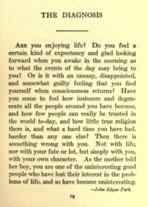 Text of The Diagnosis, from The Good Cheer Book.