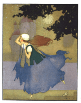 Margaret Evans Price illustration from Cinderella, Cinderella running away from ball.
