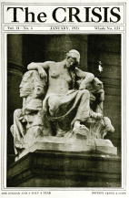 Crisis cover January 1921, statue of man with Sphinx.