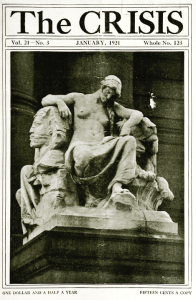 Crisis cover January 1921, statue of man with Sphinx.