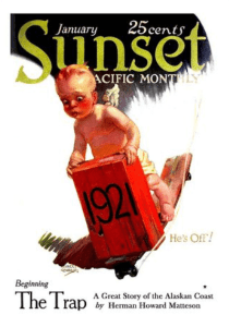 Robert Kearfott Sunset cover, New Years 1921, baby.