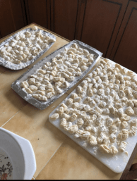 Gnocci on tray. 