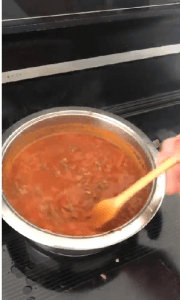 Tomato sauce preparation.
