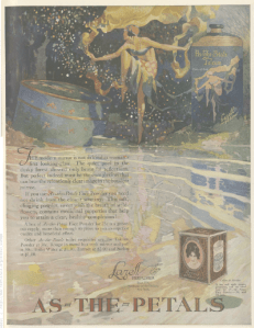 All-the-Petals perfume ad, Ladies' Home Journal, January 1921, dancing fairy.