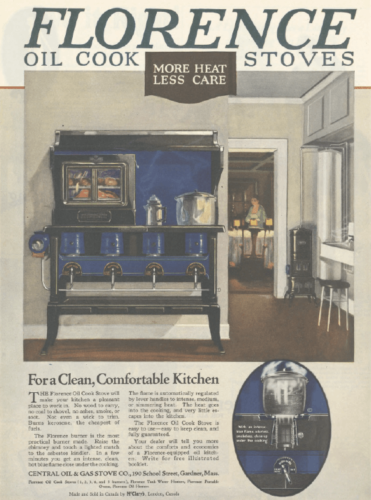 Florence oil stove ad, Ladies' Home Journal, January 1921.