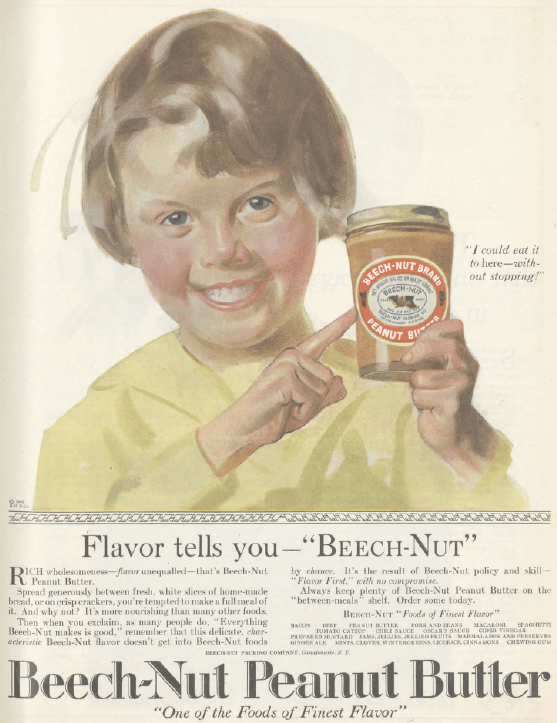 Beech Nut peanut butter ad, Ladies' Home Journal, January 1920. 
