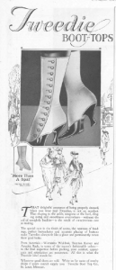 Tweedie boots ad, Ladies' Home Journal, January 1921, woman's boot.