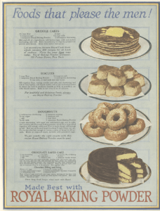 Royal Baking Powder ad, Ladies' Home Journal, January 1921, cake and pastries.