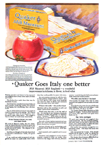 Good Housekeeping Quaker macaroni ad, January 1921.