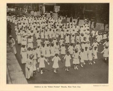 Children marching in Silent Parade, 1917, The Brownies' Book.
