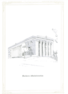 Drawing of business administration building, University of Nebraska, 1920