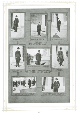 Photographs of Business Administration staff, University of Nebraska, 1920.