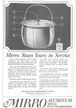 Picture of kettle in Mirro Kettle ad, Ladies' Home Journal, 1920.