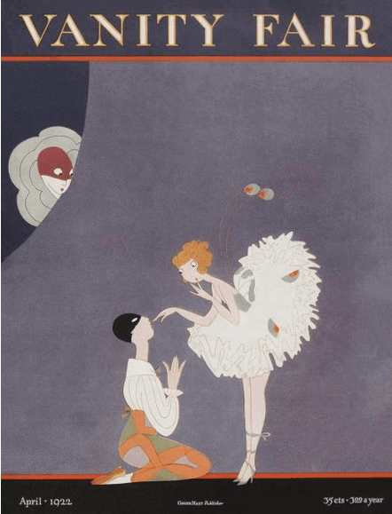 A.H. Fish April 1922 Vanity Fair cover, ballerina with pierrot.
