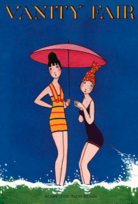 Vanity Fair cover, November 1915, Anne Harriet Fish, two women at beach holding parasol, "Ready for Palm Beach Issue."