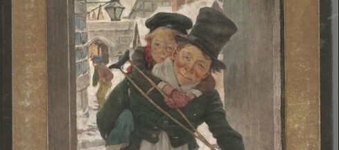 cropped photo from The Children of Dickens, 1925, Tiny Tim with crutch